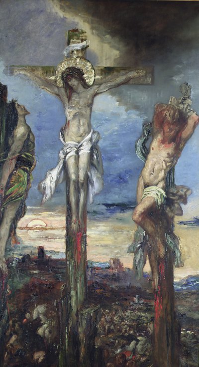 Christus zwischen den beiden Dieben, ca. 1870 von Gustave Moreau